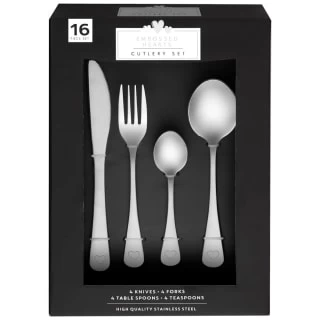 B&M Heart Embossed Cutlery Set 16pc - Image 2