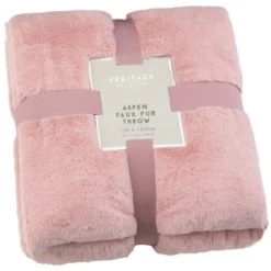Aspen Faux Fur Throw - Blush