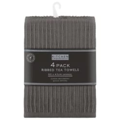B&M Ribbed Tea Towels 3pk - Grey