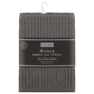 B&M Ribbed Tea Towels 3pk - Grey