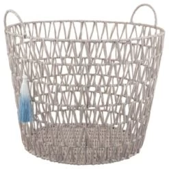 B&M Storage Basket With Tassel - Grey