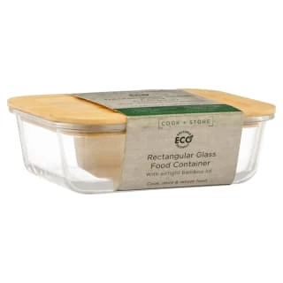 B&M Rectangular Glass Food Container With Bamboo Lid - Image 4