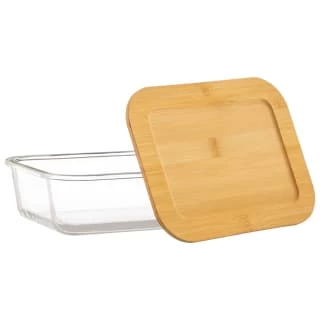 B&M Rectangular Glass Food Container With Bamboo Lid - Image 2