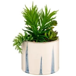 B&M Succulent In Blue Drip Pot