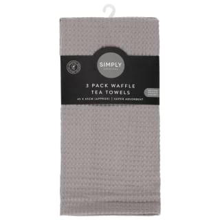 Simply Everyday Waffle Tea Towels 3pk - Grey