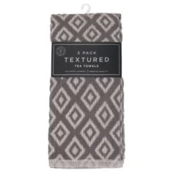 B&M Grey Textured Tea Towels 3pk