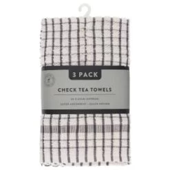 B&M Grey Check Tea Towels 3pk