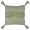 B&M Indigo Tufted Stripe Cushion With Tassels - Sage