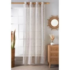 Tufted Leaf Voile 55 X 90" - Moonbeam