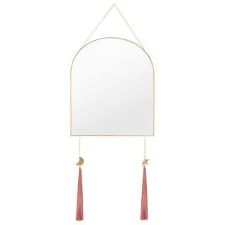 B&M Gold Mirror With Pink Tassels