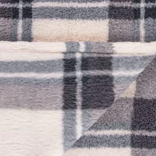 Simply Everyday Check Sherpa Throw - Grey - Image 3