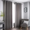 B&M Oxford Grey Black Out Curtains With Eyelets 66 X 90"