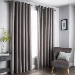 B&M Oxford Grey Black Out Curtains With Eyelets 66 X 90"