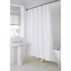 B&M Mono Jacquard Shower Curtain - White