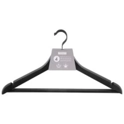 B&M Matt Black Wooden Hangers 4pk