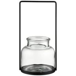 B&M Glass Lantern With Black Frame