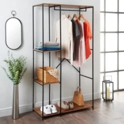 Tromso Garment Rail With Side Shelving